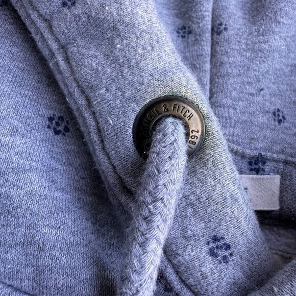 Abercrombie Fitch Muscle Sweatshirt Mens L Hooded Gray Kangaroo Pocket Polka Dot - Picture 3 of 8
